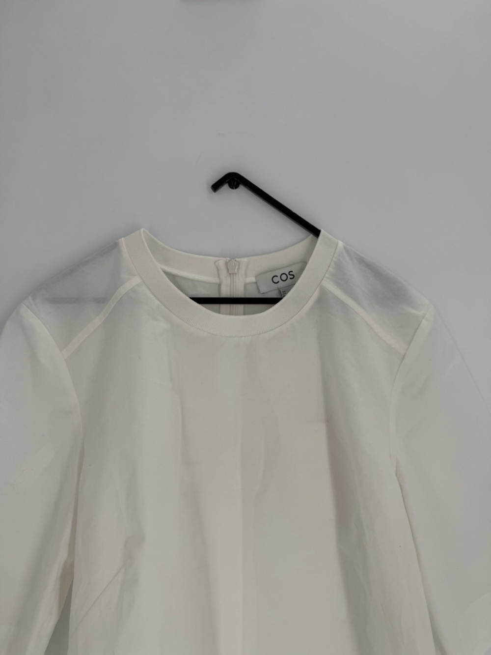 COS White Semi Sheer Crewneck Long-Sleeve Top